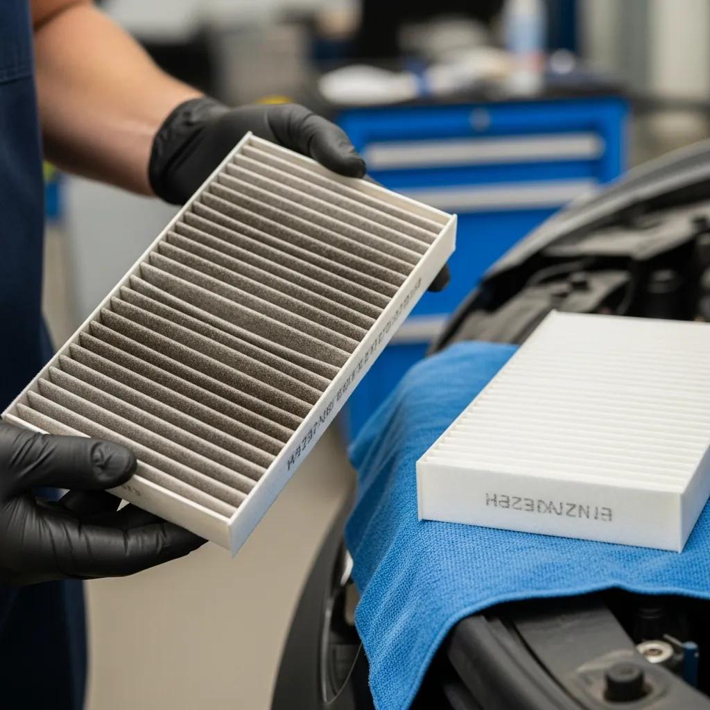 Spring AC Check-Up: Prepare Your Air Conditioner for Summer 2 Technician inspecting and replacing an air filter during a spring AC check-up