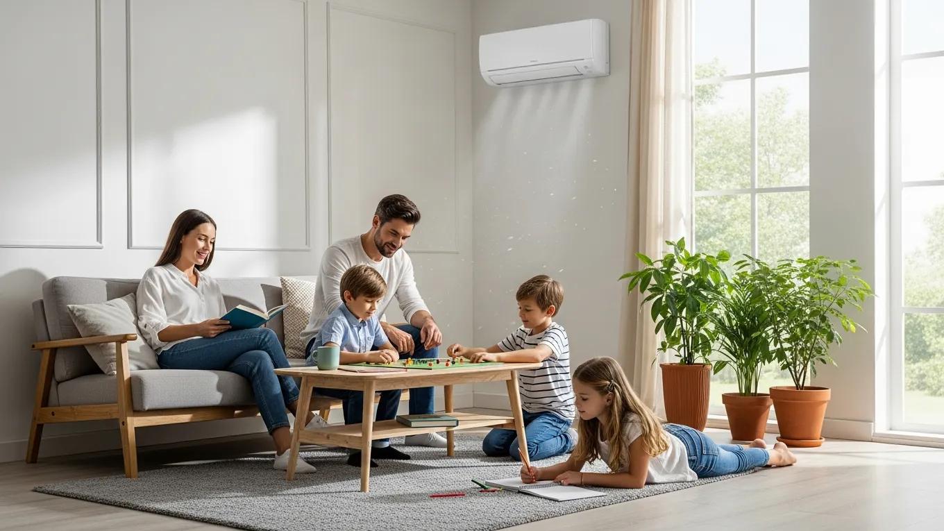 Keep Cool: Essential Annual AC Tune-Up & Maintenance Tips 2 Family enjoying a comfortable indoor space, illustrating the benefits of preventative HVAC maintenance