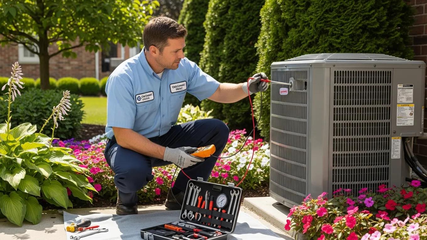 Keep Cool: Essential Annual AC Tune-Up & Maintenance Tips 1 technician performing an ac tune up outdoors emphasizing hvac maintenance and efficiency 94463fef 98bc 4cb4 a1e4 5152d264c187